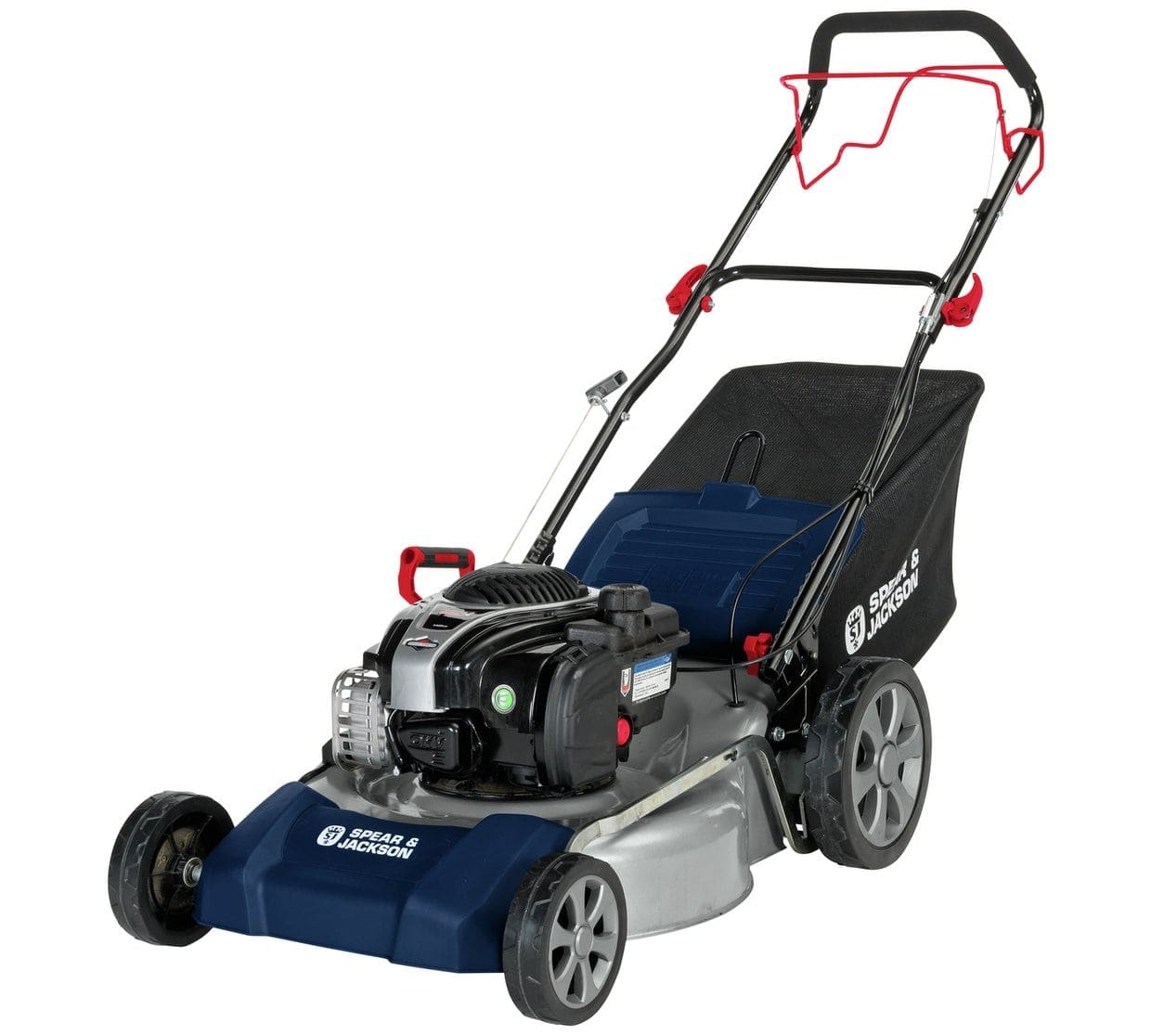 SPEAR & JACKSON 48CM SELF PROPELLED PETROL LAWNMOWER WITH BRIGGS & STRATTON 550E ENGINE