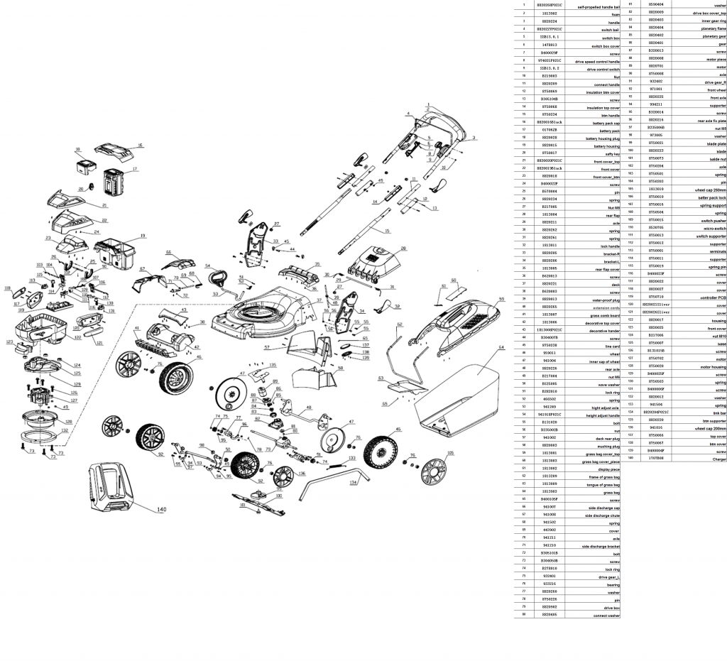 Yard Force Lawn Mower Parts Diagram