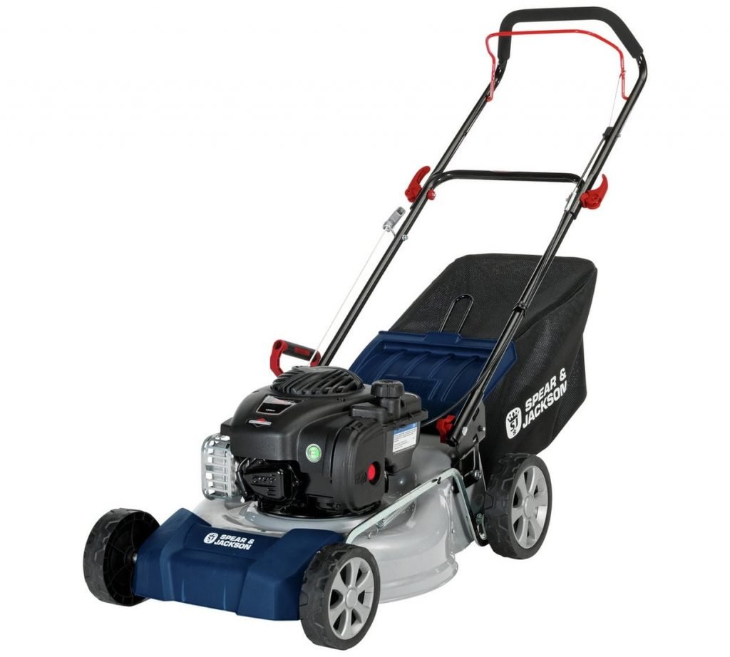 SPEAR & JACKSON 46CM HAND PUSH PETROL LAWNMOWER WITH BRIGGS & STRATTON