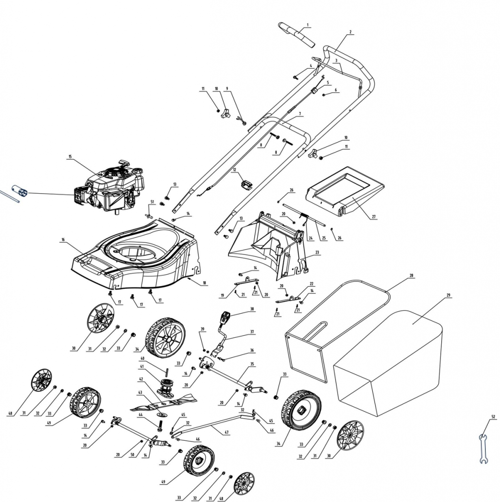 MCGREGOR 41CM HAND PUSH PETROL LAWNMOWER WITH 129CC SMV ENGINE