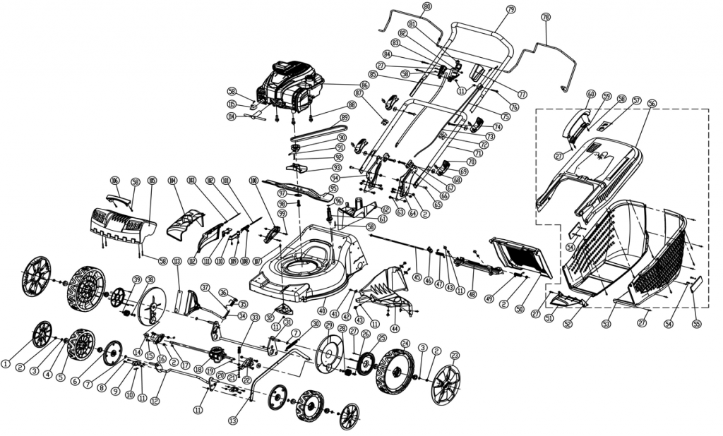 PARKSIDE 46CM PETROL LAWNMOWER WITH BRIGGS & STRATTON 575IS ENGINE Coreservice