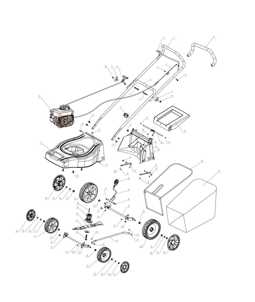 QUALCAST 41CM PUSH PETROL LAWNMOWER WITH BRIGGS & STRATTON 450 ENGINE ...