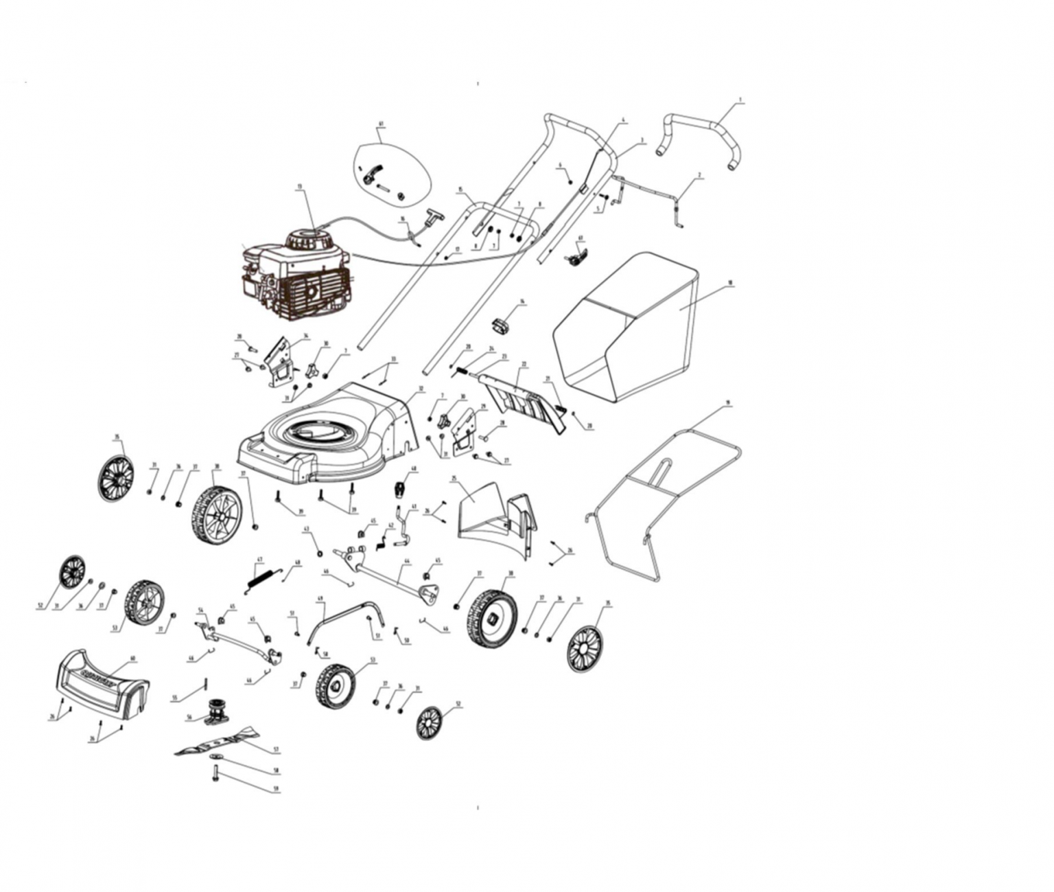 QUALCAST 46CM PUSH PETROL LAWNMOWER WITH BRIGGS & STRATTON 450E ENGINE